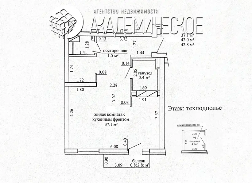 1-комнатная квартира, г. Минск, ул. Виталия Цвирко, 74 — фото 22